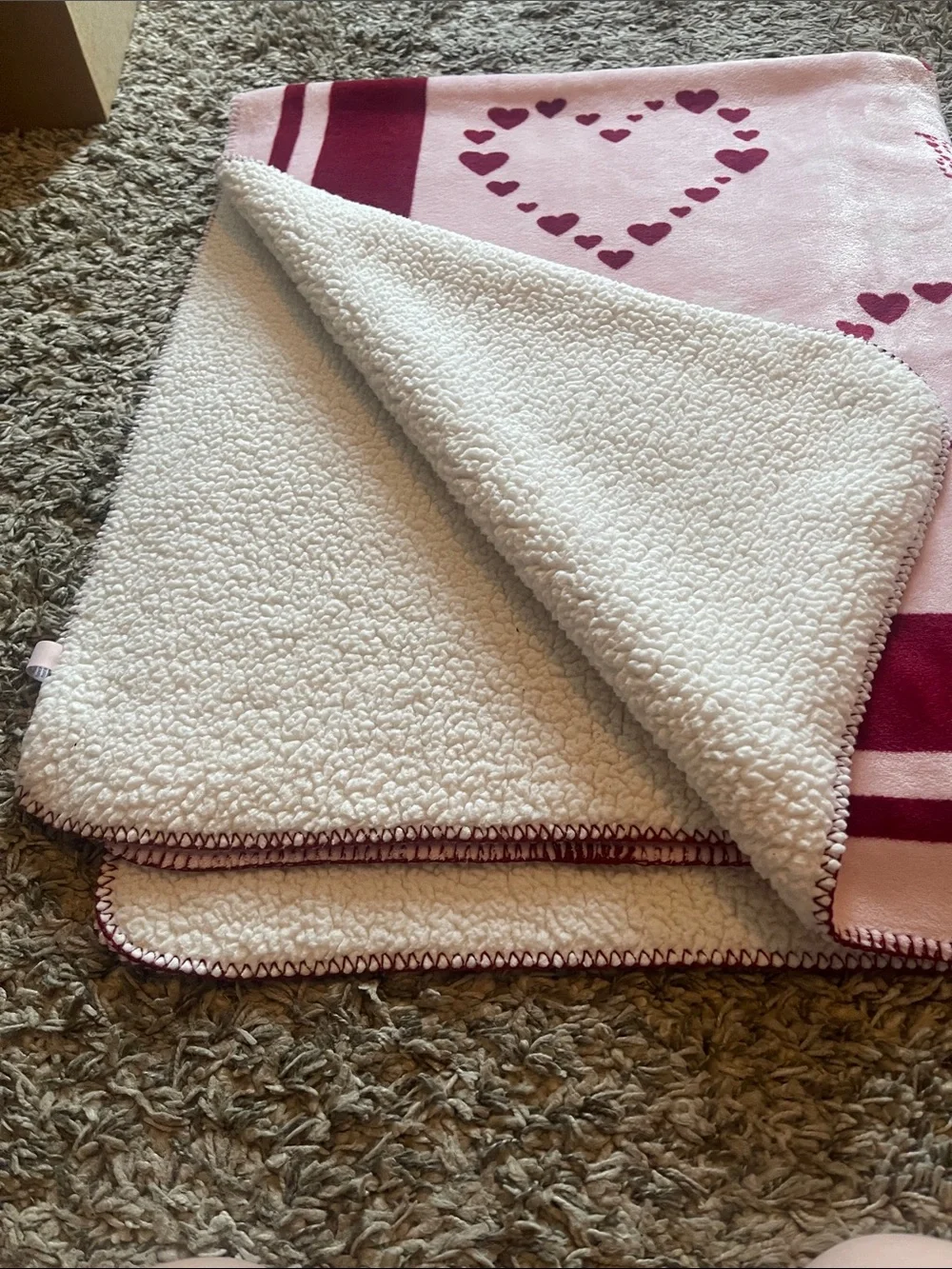 VS PINK AND RED HEART BLANKET